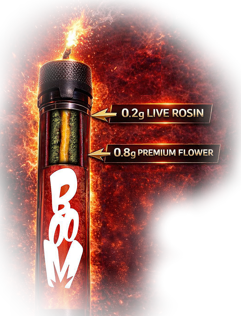BOOM Hash Hole — 0.2g live rosin, 0.8g premium NY flower, powered by PICC, STRC NYC